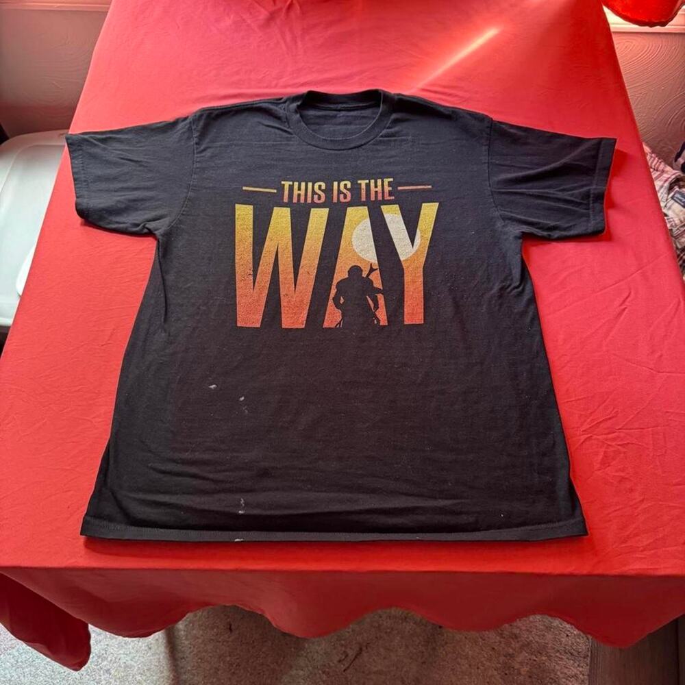 Star Wars The Mandalorian black t-shirt with 'THIS IS THE WAY' graphic - Size M